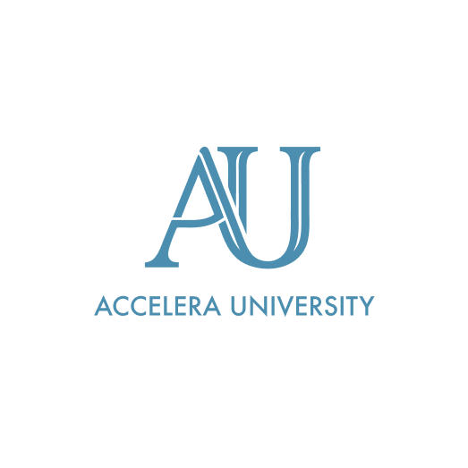 Final Accelera University logo: a blue AU monogram with wordmark